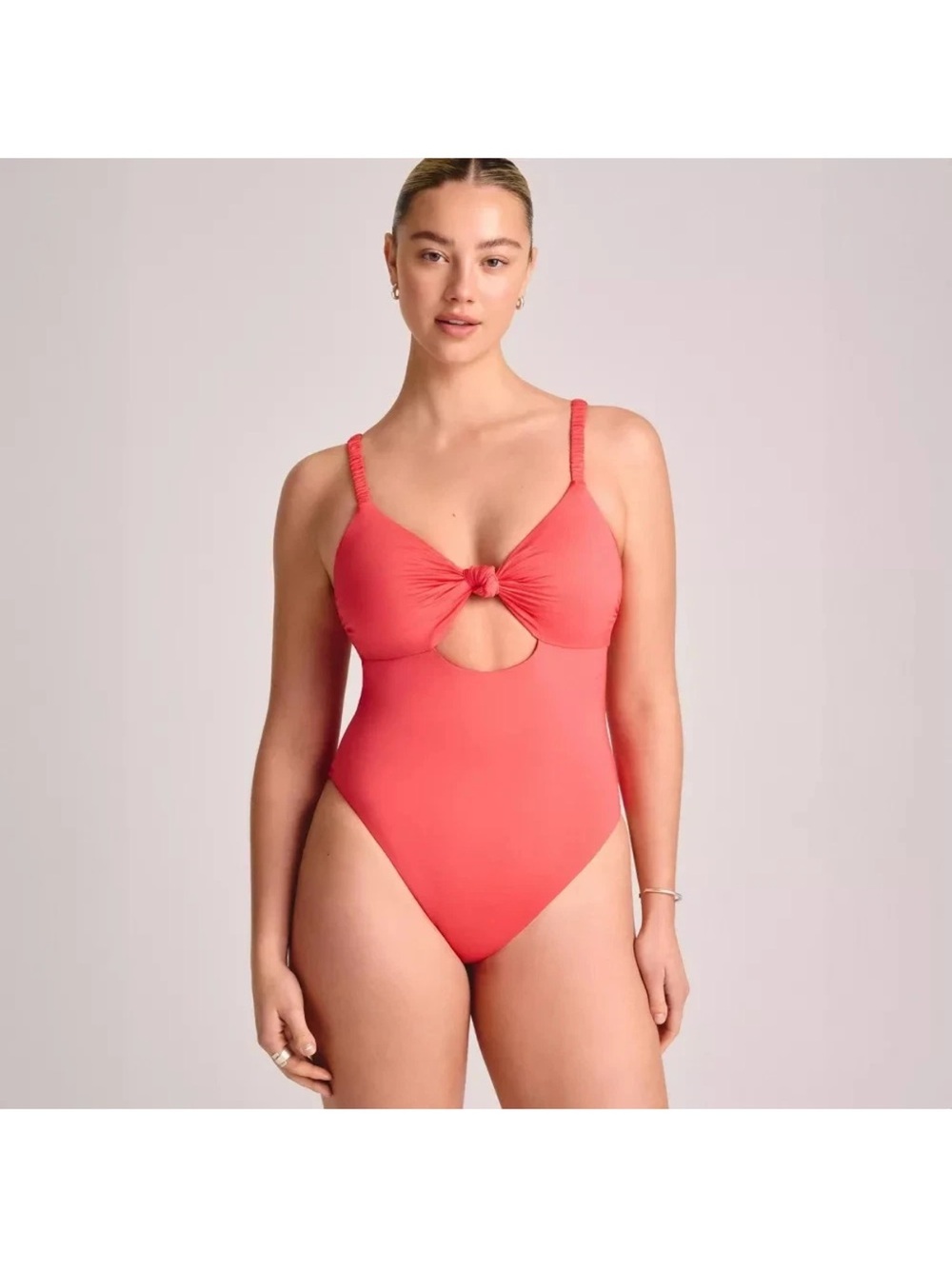 NWT Vitamin A Knot Front Cutout One-Piece Swimsuit - Coral Red Size XL
